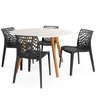 conjunto mesa de jantar redonda laura 120cm branca com 4 cadeiras gruvyer 1