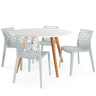 conjunto mesa de jantar redonda laura 120cm branca com 4 cadeiras gruvyer 4