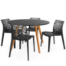 conjunto mesa de jantar redonda laura 120cm preta com 4 cadeiras gruvyer 1