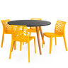 conjunto mesa de jantar redonda laura 120cm preta com 4 cadeiras gruvyer 2
