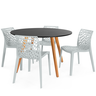 conjunto mesa de jantar redonda laura 120cm preta com 4 cadeiras gruvyer 4
