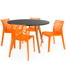conjunto mesa de jantar redonda laura 120cm preta com 4 cadeiras gruvyer 6