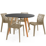 conjunto mesa de jantar redonda laura 120cm preta com 4 cadeiras gruvyer 7