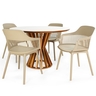 conjunto mesa de jantar redonda cecilia 120cm branca com 4 cadeiras marcela 3