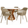 conjunto mesa de jantar redonda cecilia 120cm branca com 4 cadeiras marcela 4