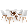 conjunto mesa de jantar organica nina 120cm branca com 6 cadeiras leda 1