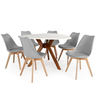 conjunto mesa de jantar organica nina 120cm branca com 6 cadeiras leda 2