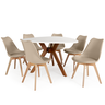 conjunto mesa de jantar organica nina 120cm branca com 6 cadeiras leda 3