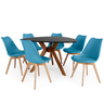 conjunto mesa de jantar organica nina 120cm preta com 6 cadeiras leda 1