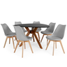 conjunto mesa de jantar organica nina 120cm preta com 6 cadeiras leda 3