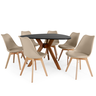 conjunto mesa de jantar organica nina 120cm preta com 6 cadeiras leda 4