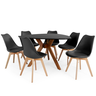 conjunto mesa de jantar organica nina 120cm preta com 6 cadeiras leda 5