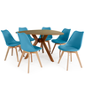 conjunto mesa de jantar organica nina 120cm natural com 6 cadeiras leda 1
