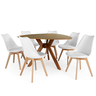 conjunto mesa de jantar organica nina 120cm natural com 6 cadeiras leda 2