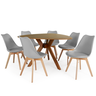 conjunto mesa de jantar organica nina 120cm natural com 6 cadeiras leda 3