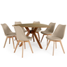 conjunto mesa de jantar organica nina 120cm natural com 6 cadeiras leda 4