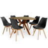 conjunto mesa de jantar organica nina 120cm natural com 6 cadeiras leda 5