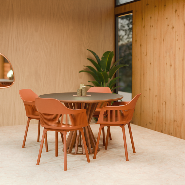 mesa cecilia com cadeira marcela marrom magazine decor