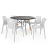 conjunto mesa de jantar redonda eiffel preta 120cm com 6 cadeiras gruvyer magazine decor 3