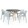 conjunto mesa de jantar redonda eiffel preta 120cm com 6 cadeiras gruvyer magazine decor 4