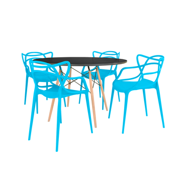 mesa eiffel redonda 120cm preta com 4 cadeiras allegra magazine decor 3