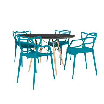 mesa eiffel redonda 120cm preta com 4 cadeiras allegra magazine decor 13