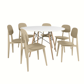 mesa de jantar redonda eiffel 100cm branca com 6 cadeiras italia magazine decor 5