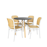 conjunto mesa de jantar redonda eiffel preta 80cm com 4 cadeiras roma magazine decor 2