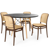 conjunto mesa de jantar redonda eiffel preta 100cm com 4 cadeiras roma magazine decor 1