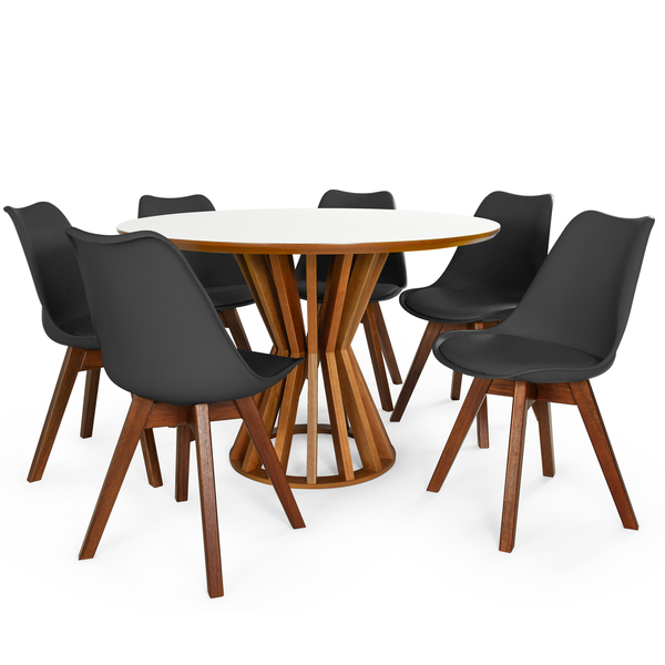 mesa cecilia branca com 6 cadeiras leda v 1