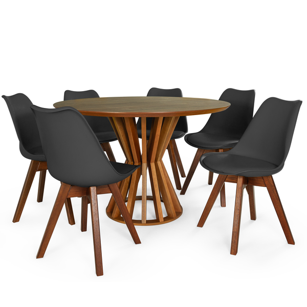 mesa cecilia natural com 6 cadeiras leda v 1