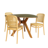 mesa de jantar organica 120cm natural nina com 3 cadeiras roma magazine decor 3