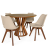 mesa cecilia natural com 4 cadeiras leda v 4