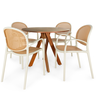 mesa lisa 90cm natural com 4 cadeiras roma com braco 2