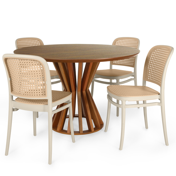mesa cecilia 120cm natural com 4 cadeiras roma 2