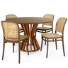 mesa cecilia 120cm natural com 4 cadeiras roma 4