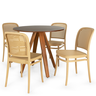 mesa tai 90cm natural com 4 cadeiras roma 5