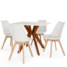 mesa isa 90x90cm branca com 4 cadeiras leda 2