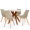 mesa isa 90x90cm branca com 4 cadeiras leda 4