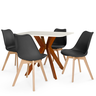 mesa isa 90x90cm branca com 4 cadeiras leda 5