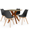 mesa isa 90x90cm natural com 4 cadeiras leda 5