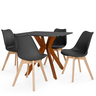 mesa isa 90x90cm preta com 4 cadeiras leda 5
