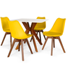 mesa isa 90x90cm branca com 4 cadeiras leda vertice 1