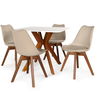 mesa isa 90x90cm branca com 4 cadeiras leda vertice 3