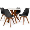 mesa isa 90x90cm branca com 4 cadeiras leda vertice 4