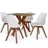 mesa isa 90x90cm natural com 4 cadeiras leda vertice 4