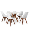 mesa nina organica 120cm branca com 6 cadeiras leda vertice 3