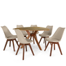 mesa organica nina 120cm natural com 6 cadeiras leda vertice 4