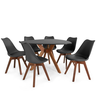 mesa organica nina 120cm preta com 6 cadeiras leda vertice 1