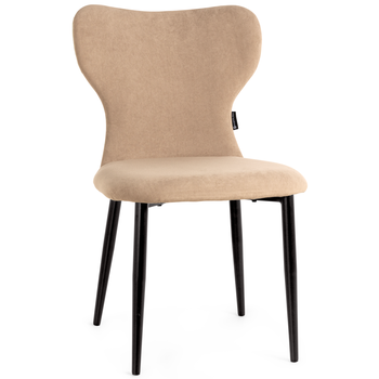 cadeira de jantar estofada em veludo design jacobsen com base em metal bege magazine decor 2